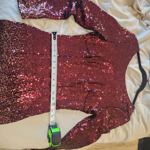 Red to Gold Sequin Ombre Bodycon Long Sleeve Dress Size Medium - Picture 5 of 8